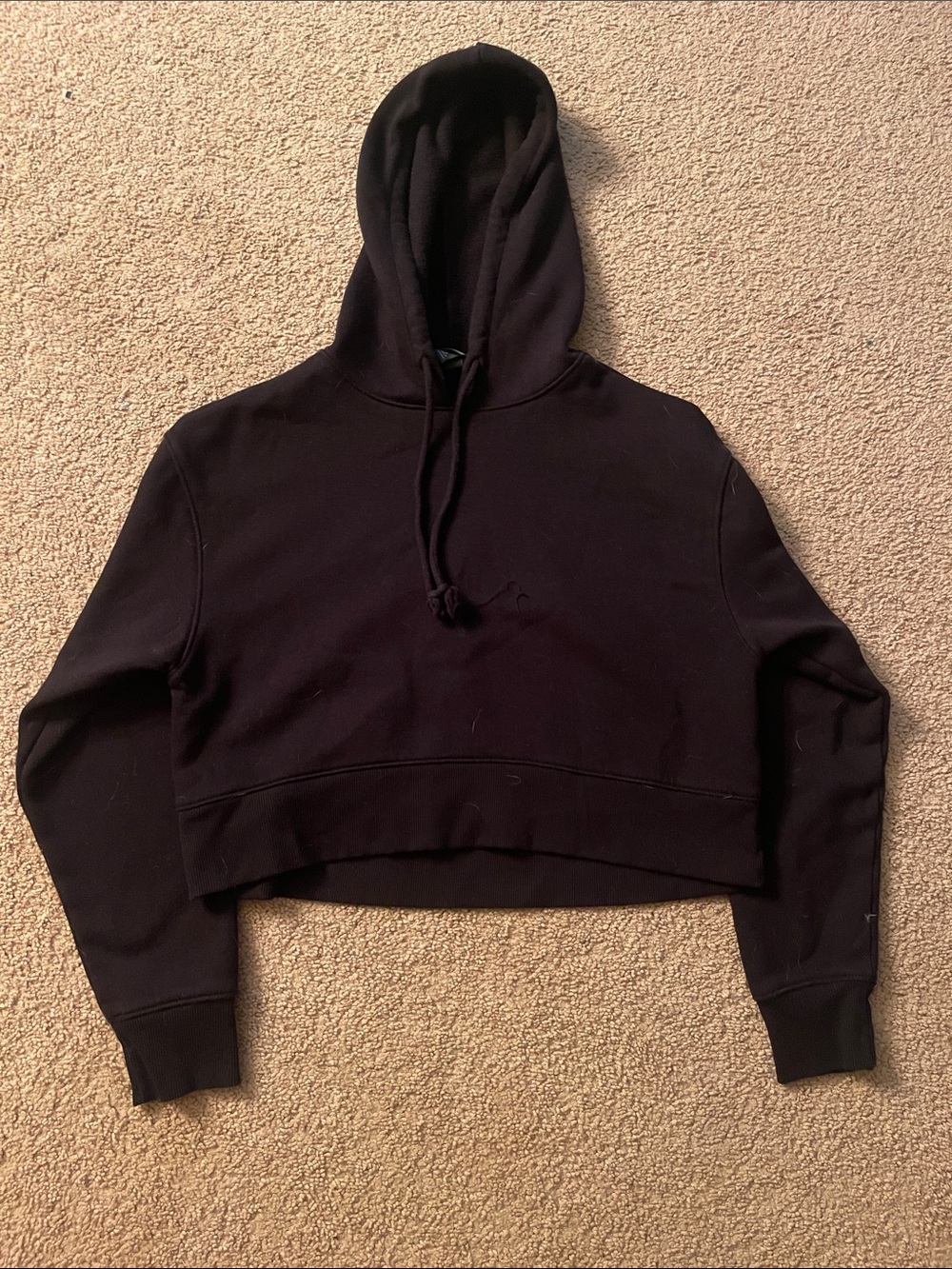 wild fable Cropped Black Hoodie with Drawstring Hood